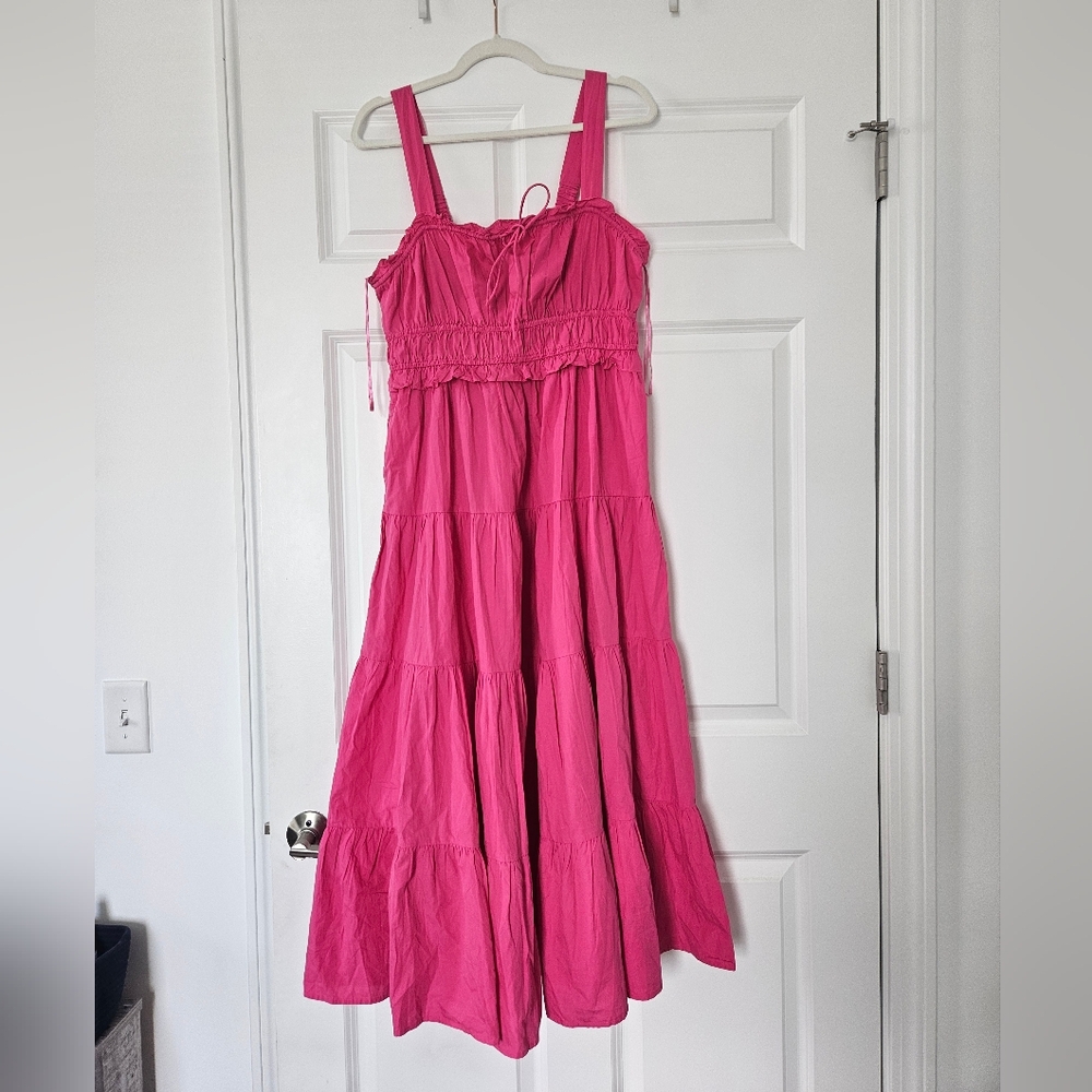 J.Crew Pink Tiered Maxi Dress